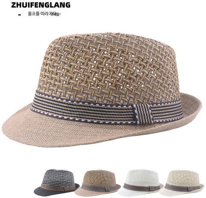 밀짚 작은 모자 통기성 좋은 자외선차단 여행용 썬캡 해변 야외활동 챙넓은