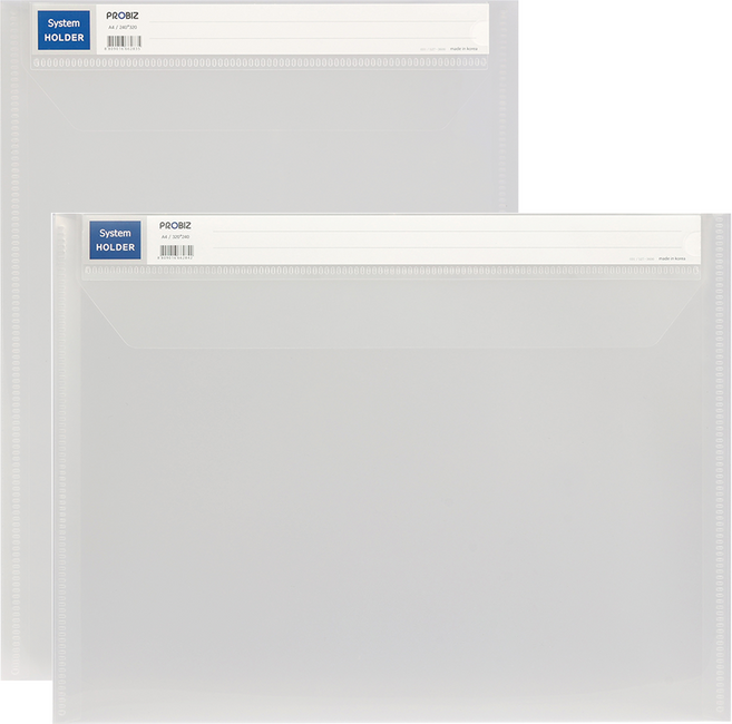 프로비즈 PP 시스템홀더 투명 A4 서류봉투, 투명 가로형