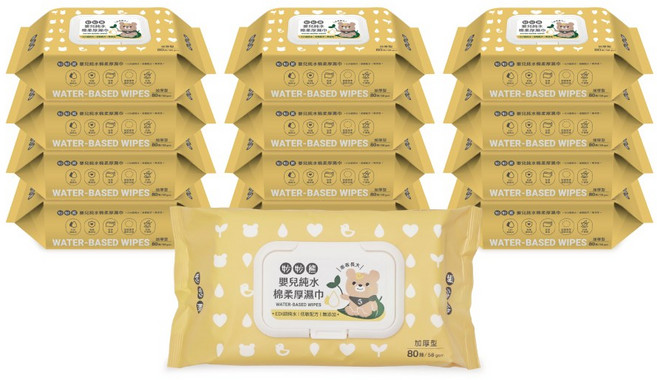 【妙妙熊-官方直營】嬰兒純水棉柔厚濕巾, 10個, 80張, 523g