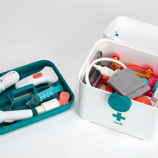 CO 병원놀이 완구 다양한 구성품 의사 진찰 놀이 치과 의사놀이 리얼한 역할놀이세트 [인형 랜덤 1개] 소꿉놀이 집콕놀이 조카선물 아기 장난감 어린이날 선물 크리스마스 선물, 병원놀이 완구세트, 1세트