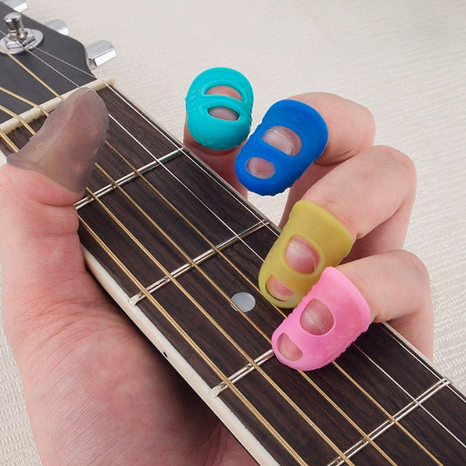 손톱 물어뜯기 손가락 방지 보호 고무 다용도 골무 손빨기 깨물기 뜯기 실리콘 기타 핑거 슬리브 가드 초보, 옐로우, 1개