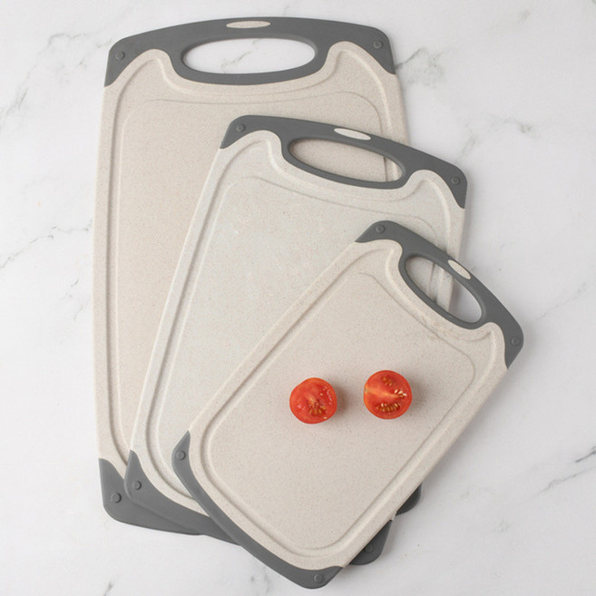 밀짚 플라스틱 양면 도마 세트 주방용 미끄럼방지 TPU 위생 과일 도마, 소형 블랙 도마 불규칙한 모양, 1개