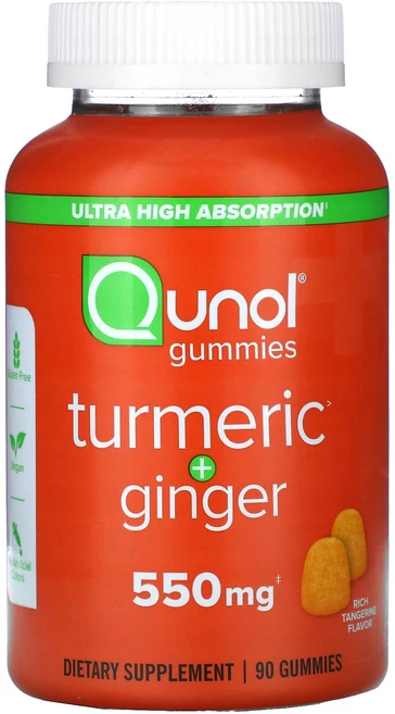Qunol 강황 + 생강 진한 귤 550mg 구미젤리 90개(구미젤리 1개당 275mg), Qunol 강황 + 생강 진한 귤 5..., 1개, 90정 - 쿠팡