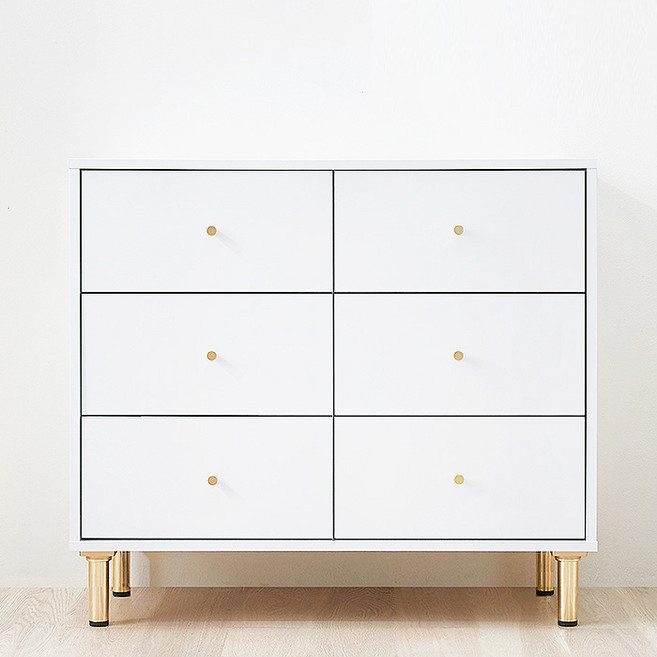 [특가] 방문설치 파로마 홈즈 800 3단 6칸 화이트 서랍장 HPN030-1, 화이트(골드손잡이), 6단