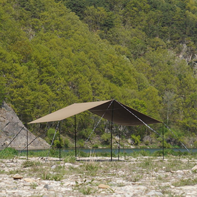 캠핑퍼스트 퍼스트 타프 블랙코팅 암막 고밀도 300DTY 렉타타프 L 대형 타프, 데저트탄 스킨셋