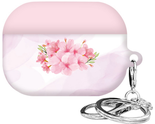 까미또 에어팟프로 플라워 3D 하드 케이스+키링, 부케 체리블러썸, 1개