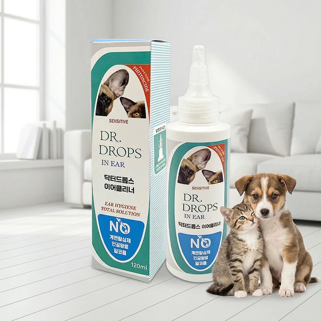 [병원용] 닥터드롭스 편백수 고양이 강아지 귀세정제 이어클리너, 120ml, 1개 - 쿠팡