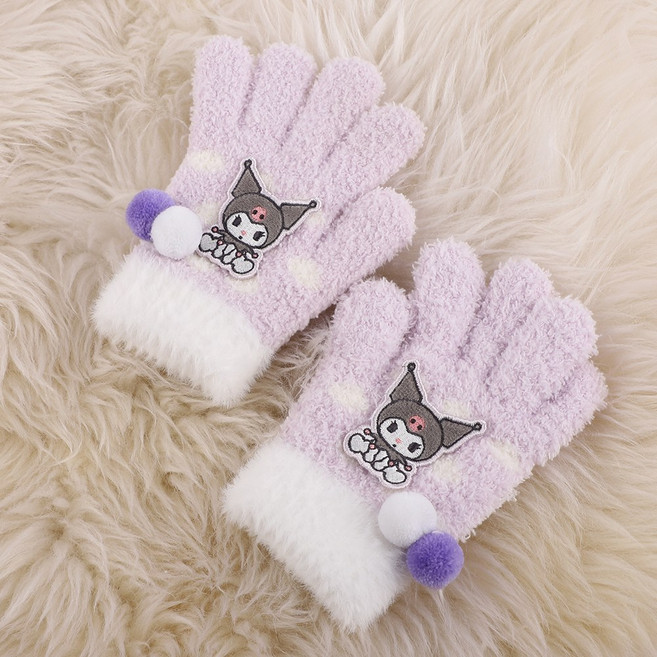 산리오 겨울 극세사 수면사 니트장갑