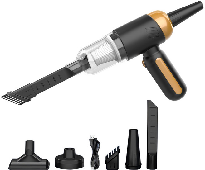 GGAGU 무선 청소기 차량용 다용도 먼지흡입+바람부는 겸용 초강력 미니 소형 핸디청소기 송풍기 에어건, 블랙