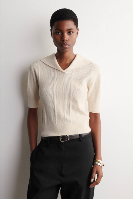 COS 세일러 칼라 울 폴로 탑 1323996001