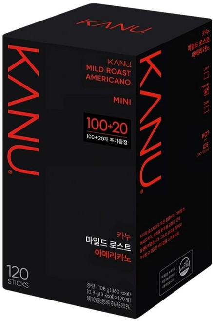 카누 마일드 로스트 아메리카노 원두커피스틱 미니, 900mg, 120개입, 2개