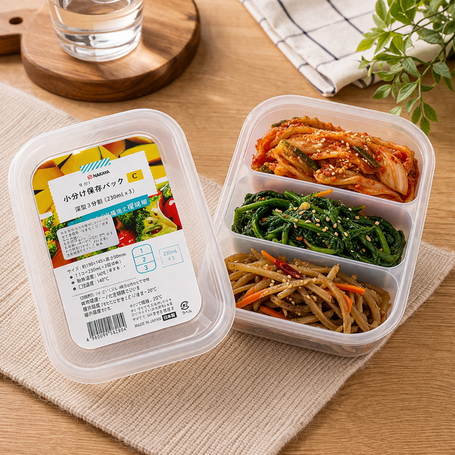 유니온셀 밀폐용기 반찬통 3구 1+1, 1세트, 2개