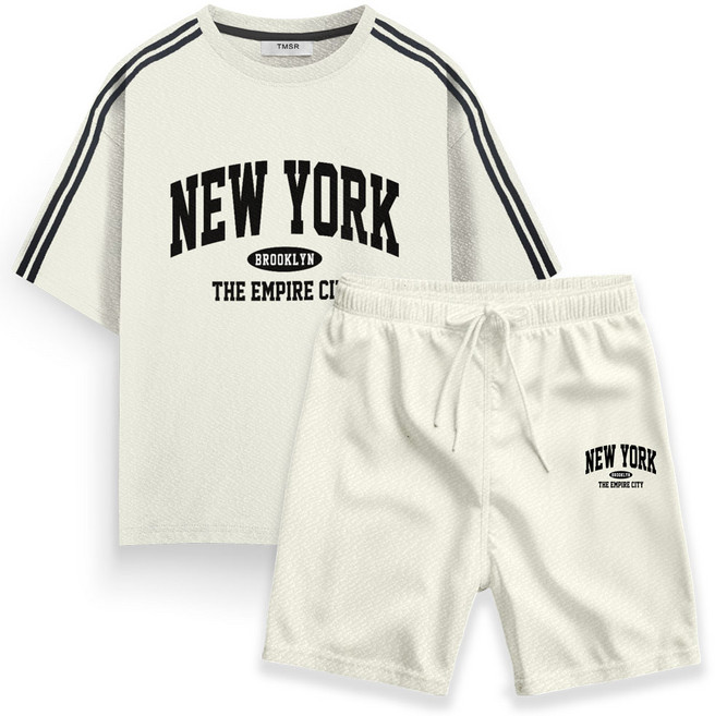 몰토벨리노 TST 뉴욕엠파이어시티 리버풀 엠보 링클프리 오버핏 트랙 반팔 상하세트