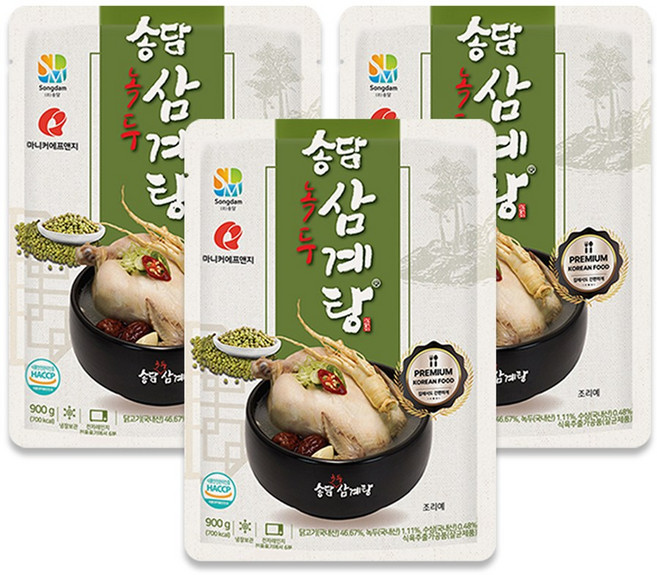 송담추어탕 간편식 부드럽고 담백한 국물 입소문난 녹두삼계탕, 3개, 900g