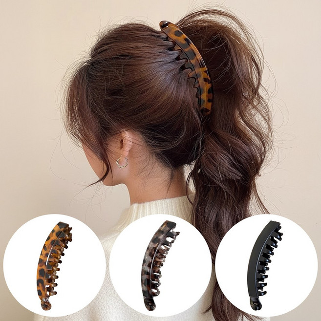 디심플 여성 포니테일 집게핀 헤어 바나나핀 3종, 1세트
