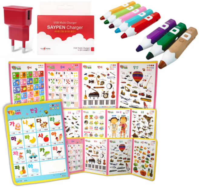 레인온펜 세이펜 32기가+충전기+낱말카드 외 학습벽보 병풍책 아기 그림책 유아 동화책 자동차책 공룡책 여아 남아 디즈니 공주 생활 창작 인성 성교육 전래 명작 동화 추피 돌선물, 핑크, 1. 똑똑 낱말카드 204종