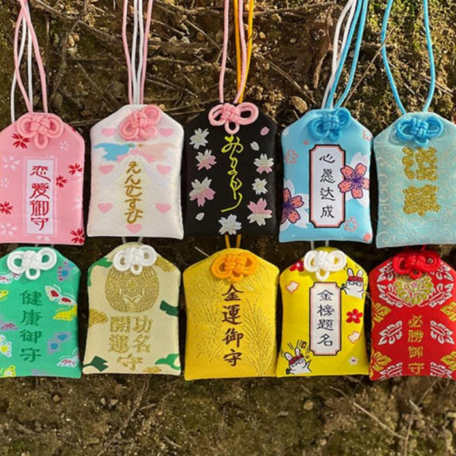 일본식 엔틱 행운 부적 키링 행운 키홀더 새해 선물용, 연애어수