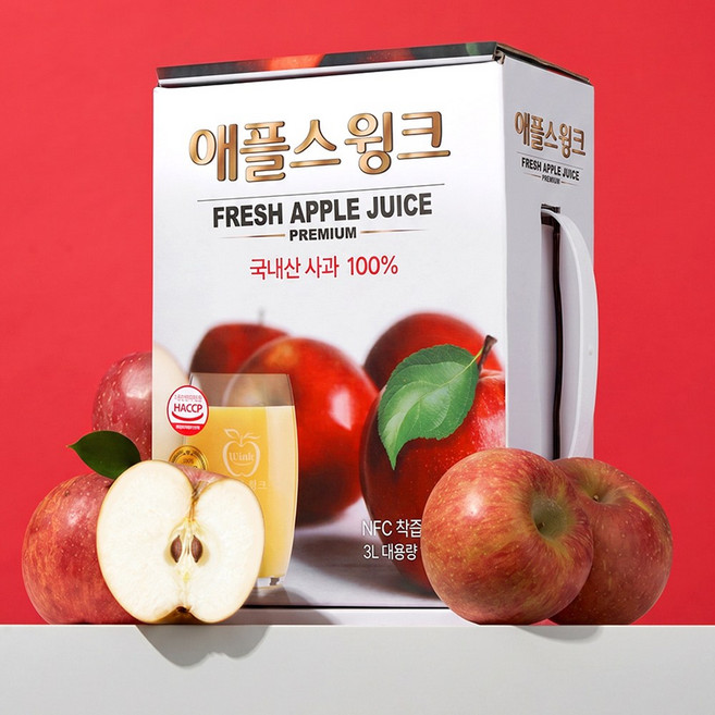애플스윙크 프리미엄 문경 감홍사과 100% 착즙 주스 3L 대용량 (무첨가) 사과주스, 1개