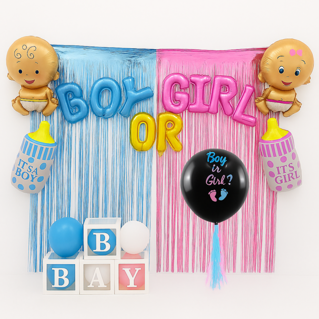 에버리빙 젠더리빌 풍선 세트 베이비샤워 파티 용품 성별 공개 젠더리빌 파티, 1세트, 베이직세트