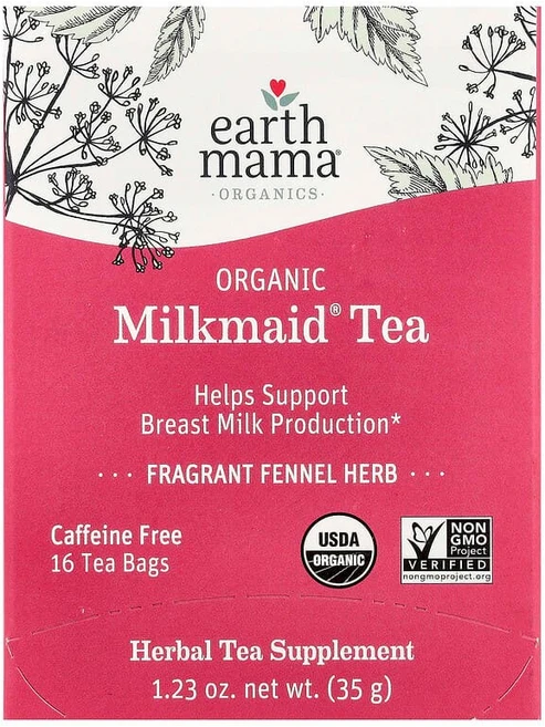 Earth Mama Organics 유기농 Milk메이드® 차 향긋한 회향 허브 카페인 무함유 티백 16개 35g(1.23oz) EMA-01017, 2.2g, 1 - 쿠팡