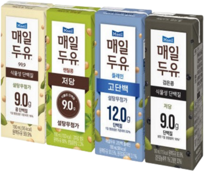매일두유 24팩 혼합구성 고단백 검은콩 렌틸콩 99.9 각 6팩 190ml