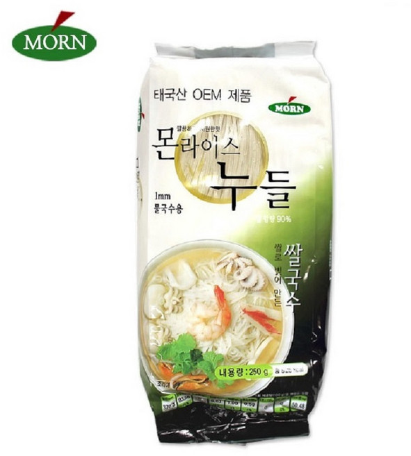 MORN 라이스 누들 1mm 물국수용, 250g, 6개