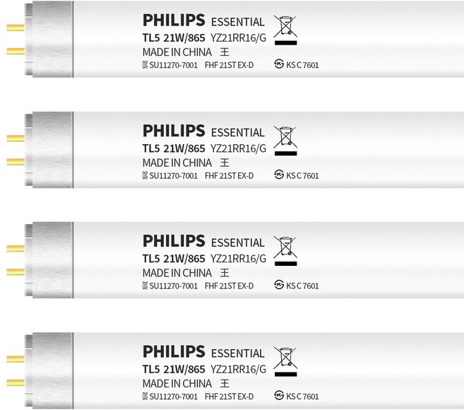 필립스 T5 형광등 900mm TL5 21W 865 주광색(푸른흰빛) 4개입, 주광색, 4개