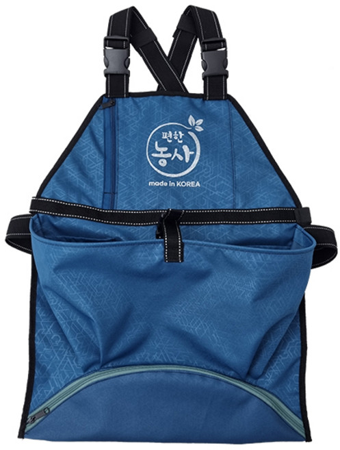 편한농사 앞치마 수확앞치마 왕주머니형 나물수확 매실수확, 블루, 1개