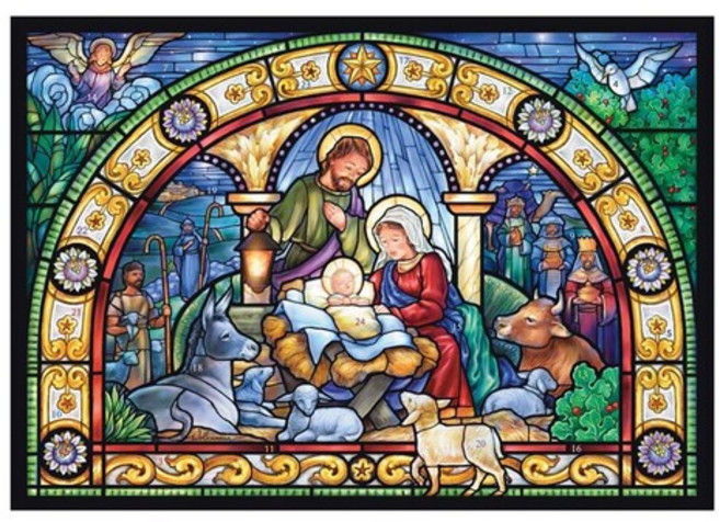 Vermont 버몬트 크리스마스 어드벤트 캘린더 아기 예수 탄생 Stained Glass