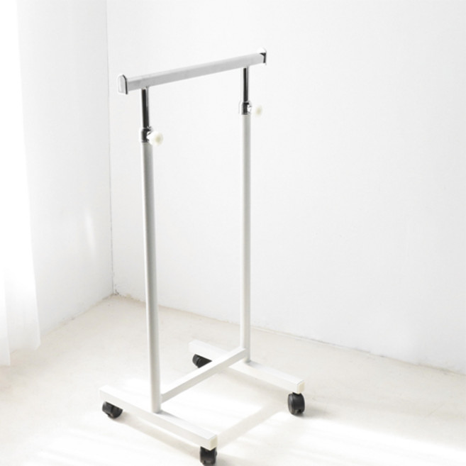 지엔디스플레이 철제 튼튼 이동식행거미니 의류매장용 옷가게헹거 원룸 작은스탠드옷걸이 가로50cm 행거, 아이보리크롬