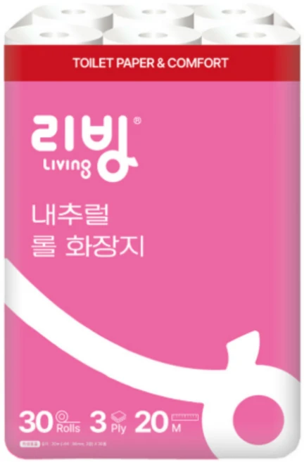 리빙 NEW 3겹데코 엠보싱 30롤, 1개, 30개입, 20m - 쿠팡