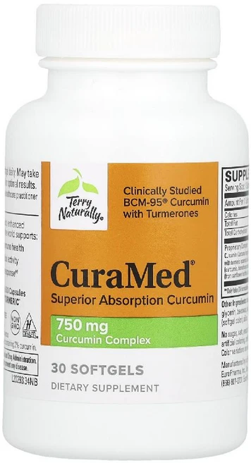 테리내추럴리 CuraMed 커큐민 750mg Curcumin Complex 소프트젤 30정, 1개 - 쿠팡