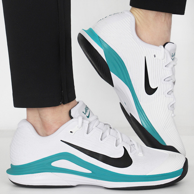 나이키 테니스화 코트 줌 베이퍼 12 HC 화이트-에메랄드-블랙 로고