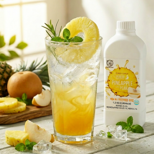 더블데이 파인애플 배 퓨럽 시럽 에이드베이스 하이볼 농축액용, 1.2kg, 1개