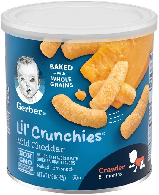 거버 릴 크런키 베이크드 콘 스낵 어린이곡물과자 42g, 마일드 체다(Mild Cheddar), 1개 - 쿠팡