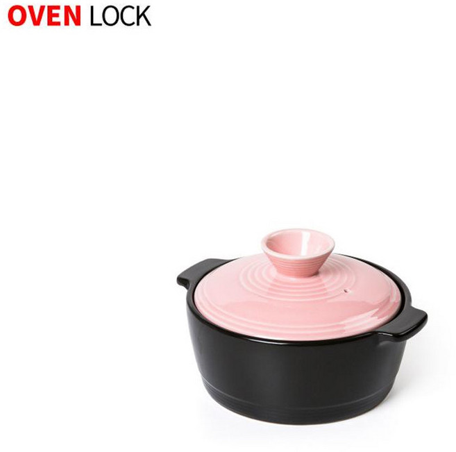 오븐락 컬러 내열 뚝배기 중 핑크 찌개 계란찜 도자기뚝배기 찜기 내열냄비+그래Shop