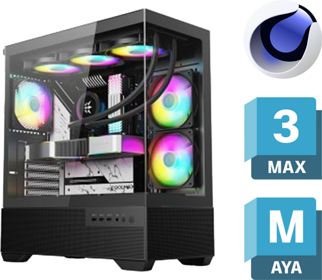 시네마 4D C4D 컴퓨터 3d max 마야 라이노 스케치업PC 블렌더 그래픽 작업용 초고사양 데스크탑 컴퓨터, 블랙, 그래픽작업PC, 2TB, 32GB, Free DOS, 지포스 RTX 5060 Ti, 그래픽작업 컴퓨터 07, 사양07