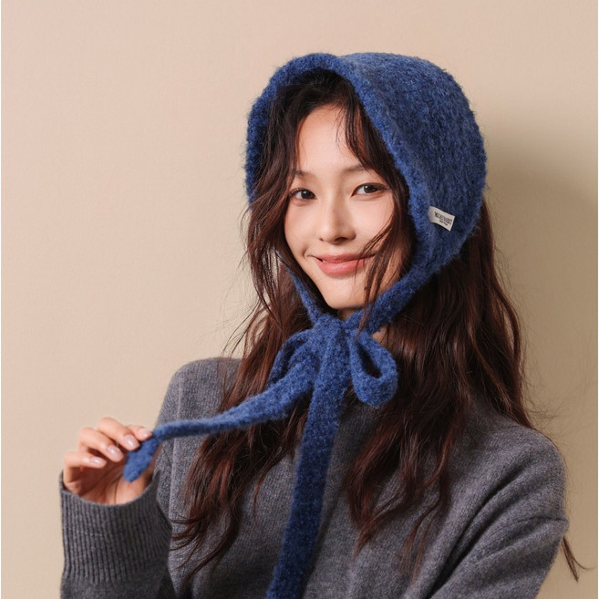 까마느 컬러풀 니트 뜨깨 보닛 귀도리