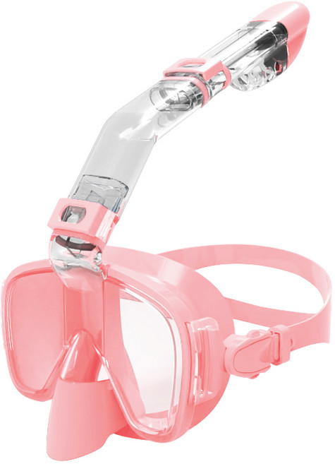 인피아 스노쿨링 마스크 스노쿨링 세트 듀얼 글라스, 핑크