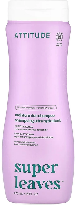 ATTITUDE 슈퍼 리브스™ 모이스처 리치 샴푸 퀴노아 & 호호바 473ml (16 fl oz) ATT-11007 - 쿠팡