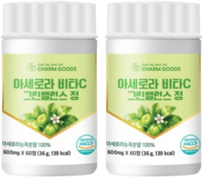 아세로라 비타민C 그린 밸런스 그린아세로라 농축 분말 60정x2, 2개, 60정
