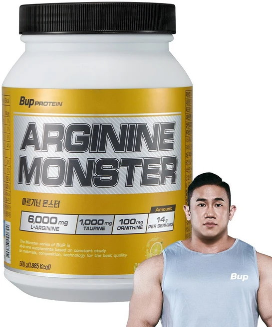 BUP 아르기닌 몬스터 레몬맛 고함량 아미노산 헬스보충제[4/24(금) 순차발송], 1개, 500g - 쿠팡