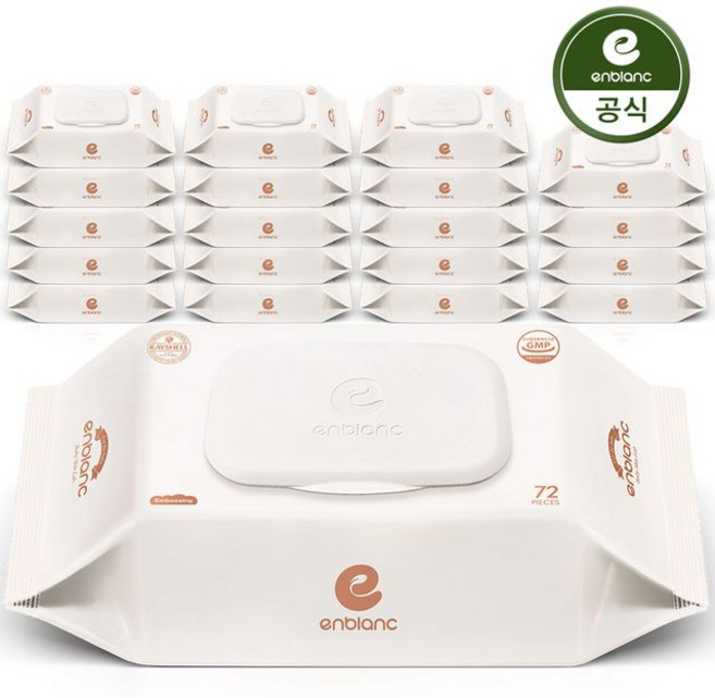 앙블랑 물티슈 70평량 네오 화이트 캡형, 20개, 72매, 70g