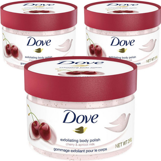 도브 익스폴리에이팅 바디 폴리시 체리 & 애프리콧 밀크, 3개