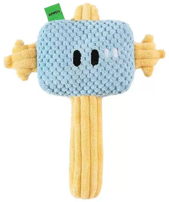 플러시 망치 강아지 장난감 씹는 방지 소리나는 끈 매듭 견인 놀이 용품, 1개, 녹회색 - 쿠팡