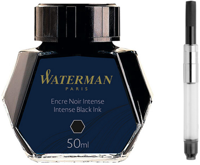 워터맨 만년필 병잉크 50ml, 흑색+컨버터, 1개