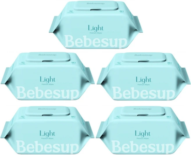 베베숲 라이트 아기물티슈 캡형 50평량, 50g, 80매, 5개 - 쿠팡