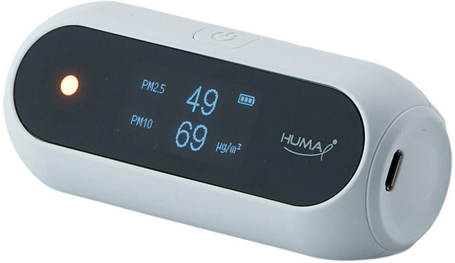 휴마아이 휴대용 가정용 미세먼지 공기질 측정기, 블랙, 1개
