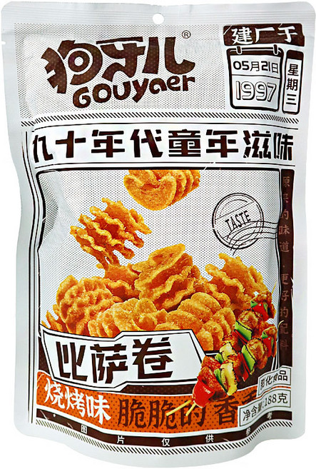 (배터짐) 옛날맛 비사주안 (바베큐맛) 꿔바 중국과자, 2개, 188g