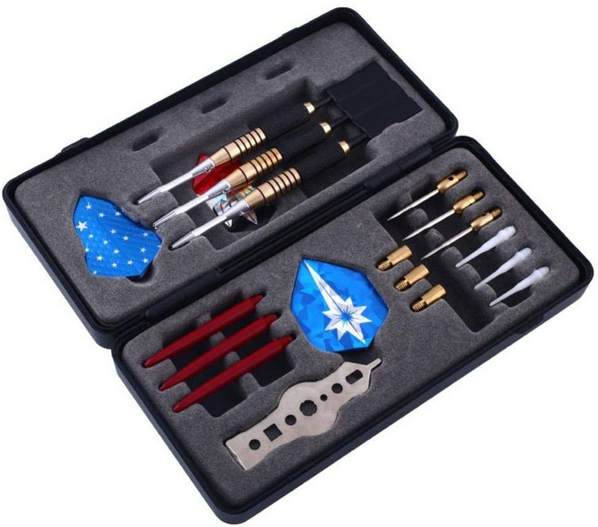 구리 양용 wmx 다트핀 세트 교체 가능 전문 경기용 고급 다트핀 멋진 포장 선물 상자 다트 세트, 혼합색상, 1개